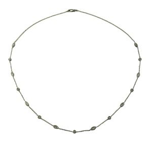 Vintage 14 Karat White Gold Diamond Station Necklace #13283